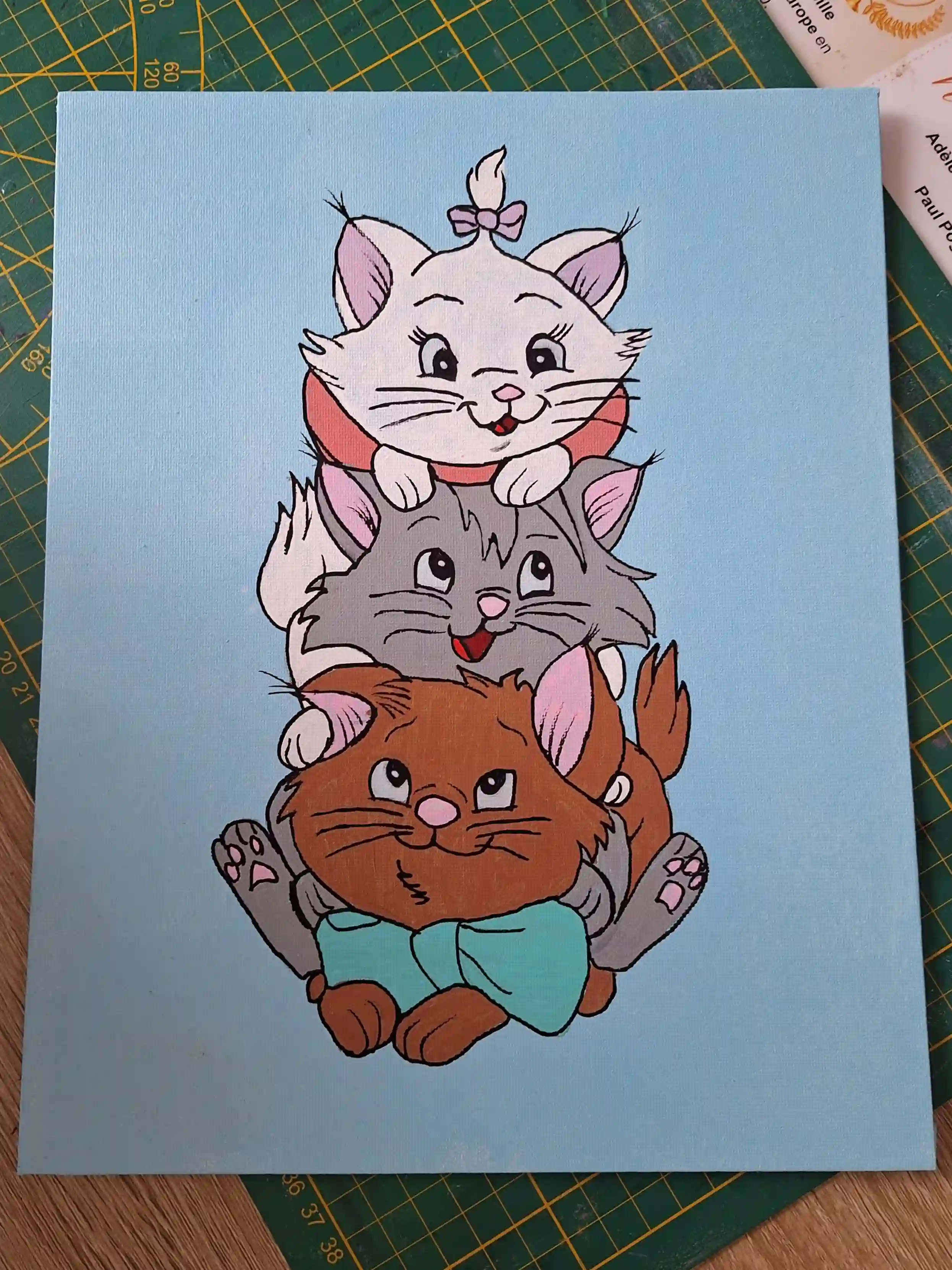 Tableau Aristochats peint à la main